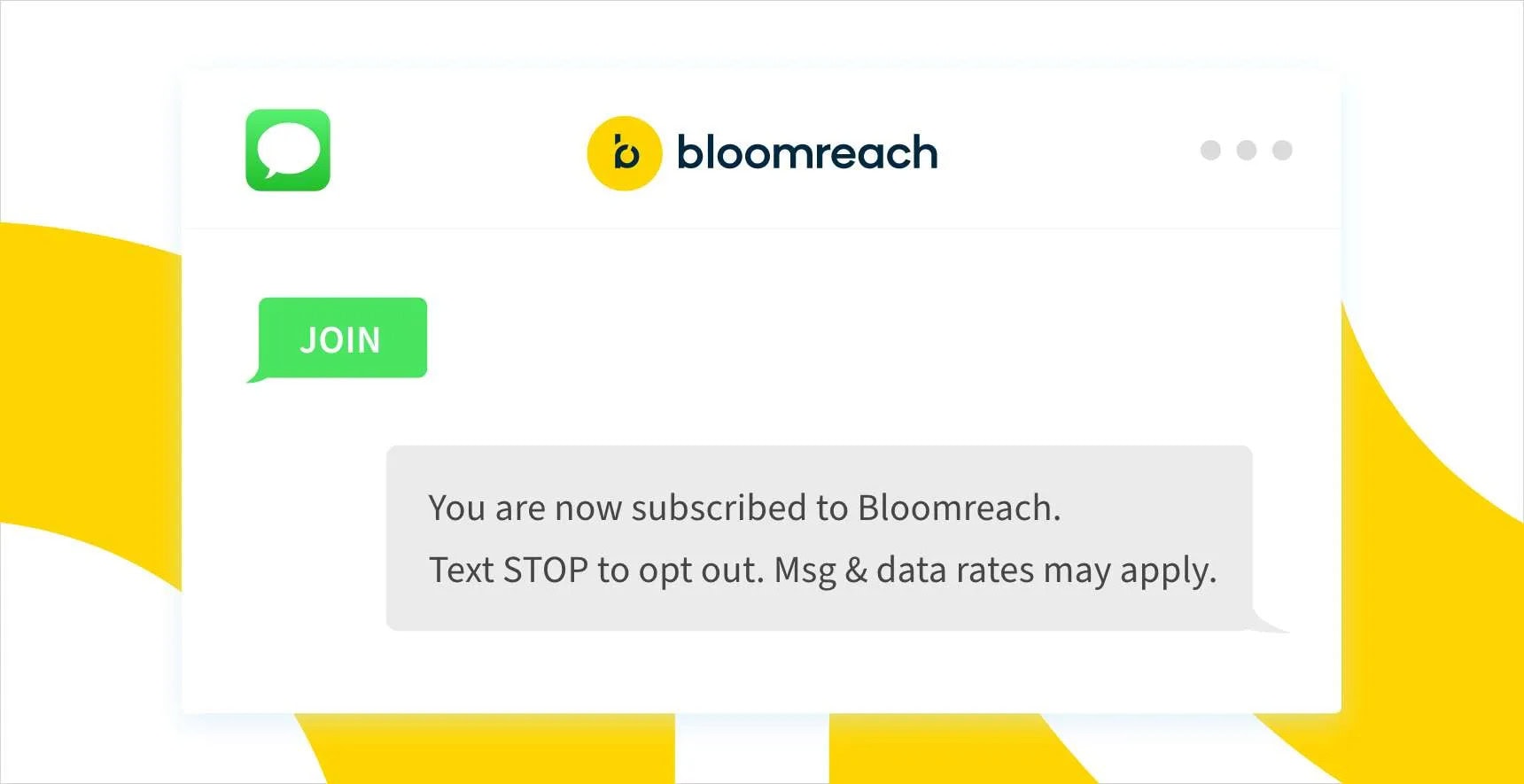 Example of using other keywords to sign up for SMS marketing