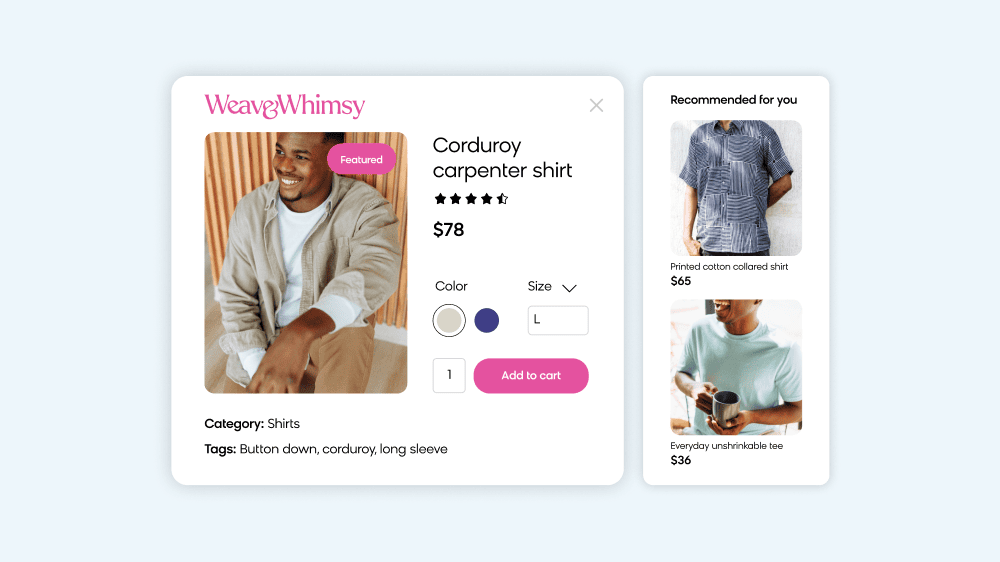 Bloomreach showing how their product can enhance product recommendations with Pathways