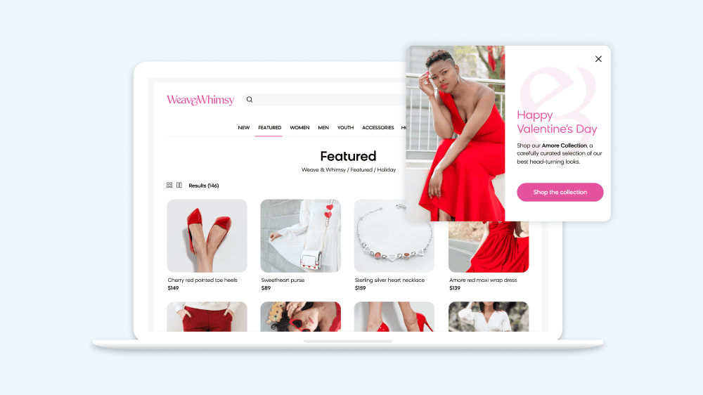 Bloomreach showing how their product can boost seasonal, holiday, and event-related products