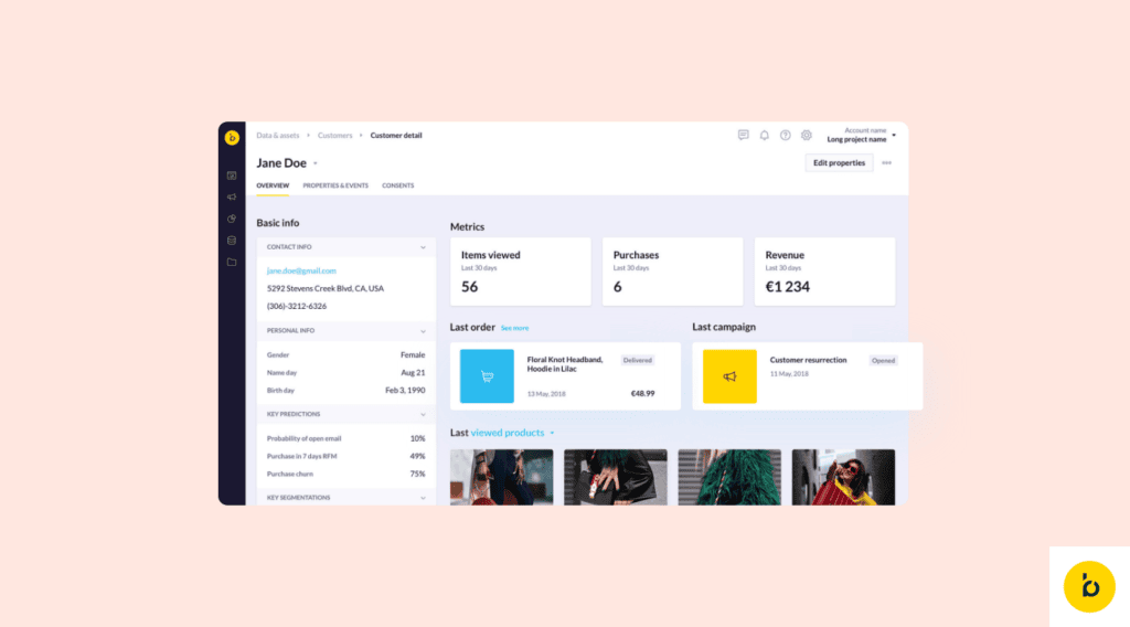 Bloomreach Engagement-Kundenansicht für Reengagement-Kampagnen